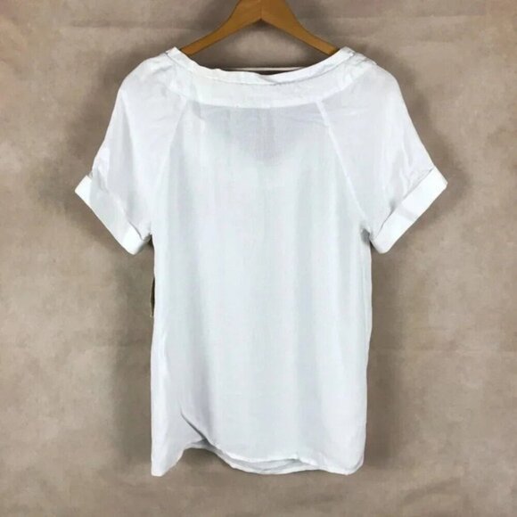 G.H. BASS White Short Sleeve Drawstring Top NWT Small - Picture 5 of 9